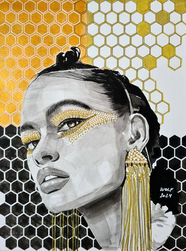 Original Figurative Patterns Drawings by Gigi And The Wolf