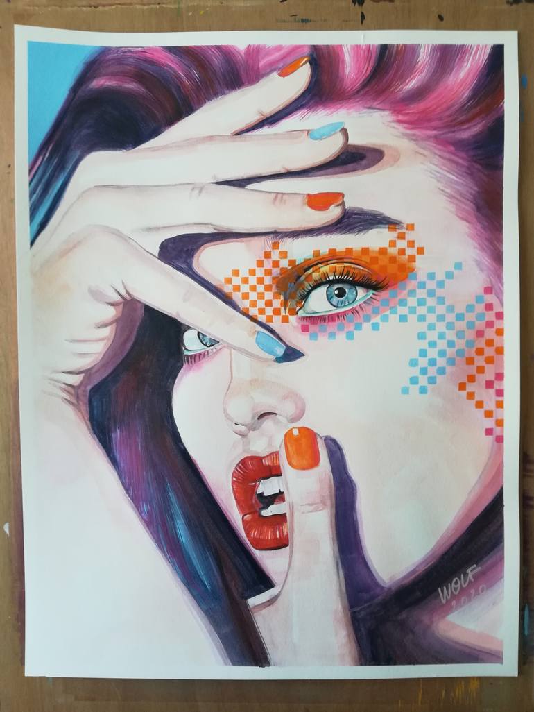 Original Pop Art Women Painting by Gigi And The Wolf