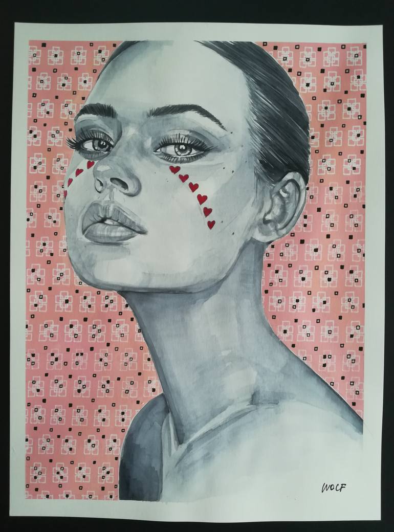 Original Modern Portrait Painting by Gigi And The Wolf