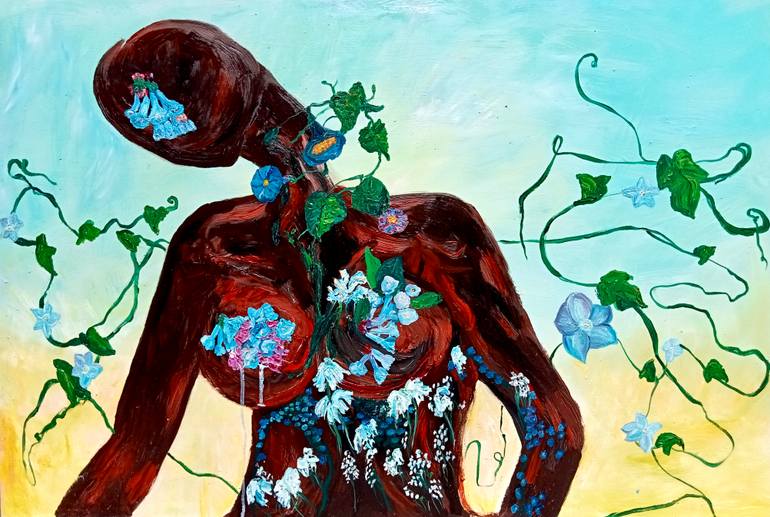 Original Abstract Expressionism Body Painting by Carol Barroso