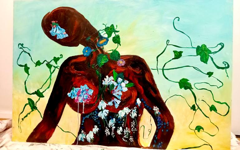 Original Abstract Expressionism Body Painting by Carol Barroso