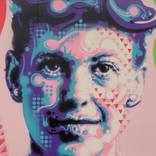 Ray Eames Portrait Spray Paint Mural by Michael Corr