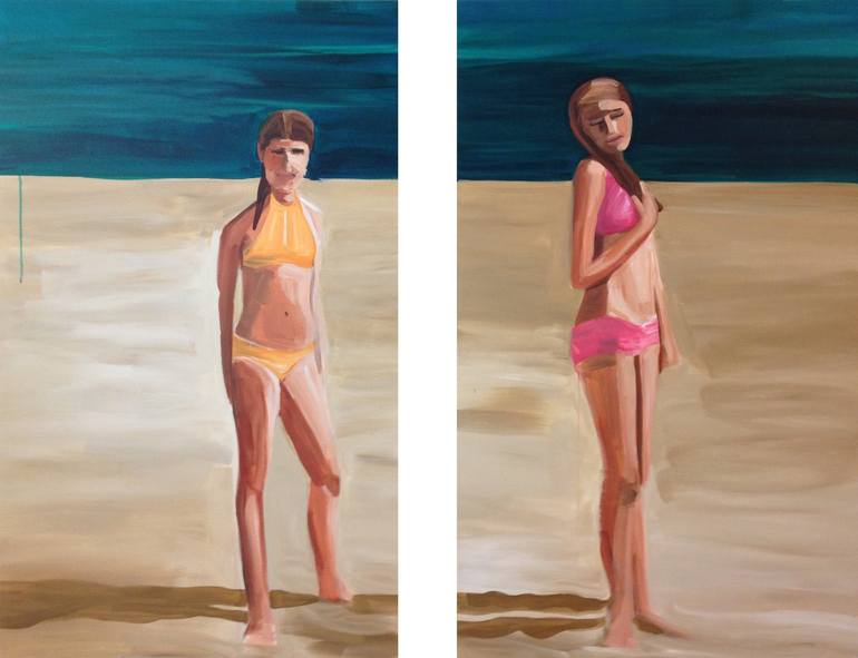 770px x 591px - Beach Girls (diptych) Painting by Linda Kosoff | Saatchi Art