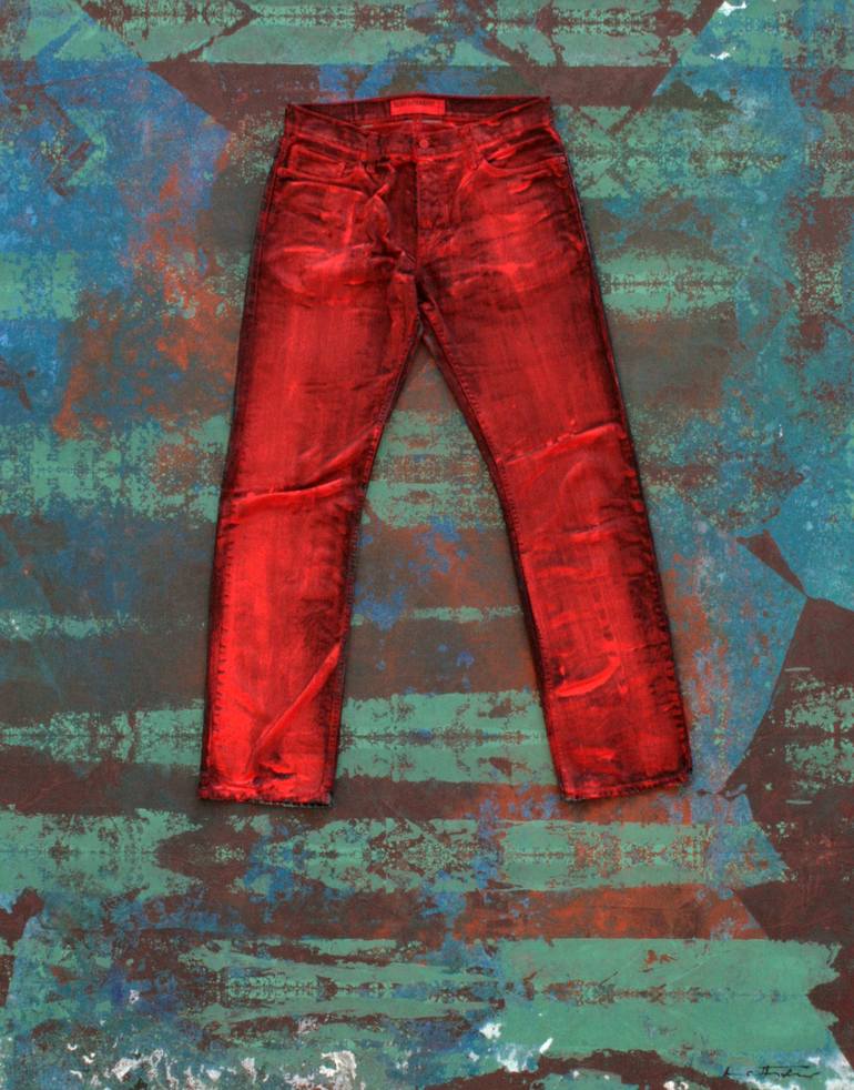 red sold jeans