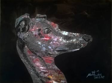 Italian greyhound on Voleur de feu red paper thumb