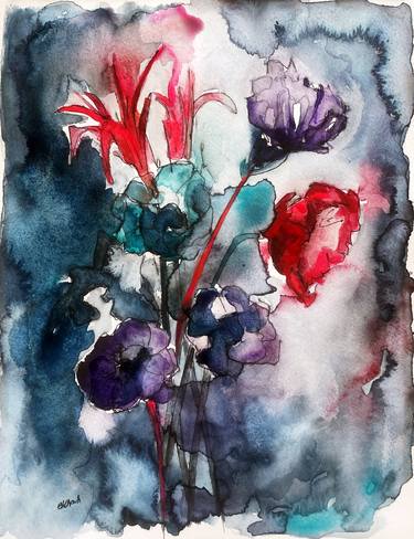 Original Expressionism Floral Paintings by Sandra ENCAOUA