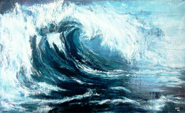 Blue Wave Painting by Sandra ENCAOUA | Saatchi Art