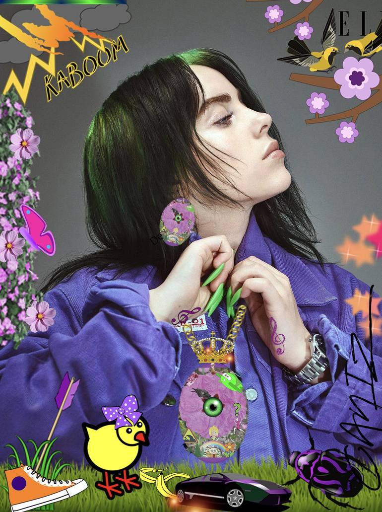 Billie Eilish original signed Caniz Collage by Collage Artist Caniz |  Saatchi Art