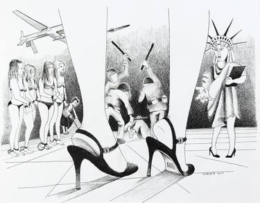 Original Figurative Political Drawings by Jeff Turner