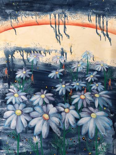 Original Expressionism Floral Paintings by Halina Leaniuk