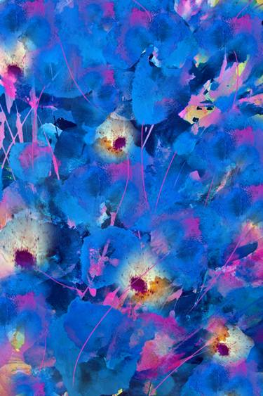 Original Abstract Expressionism Floral Mixed Media by Agnieszka Nowinska