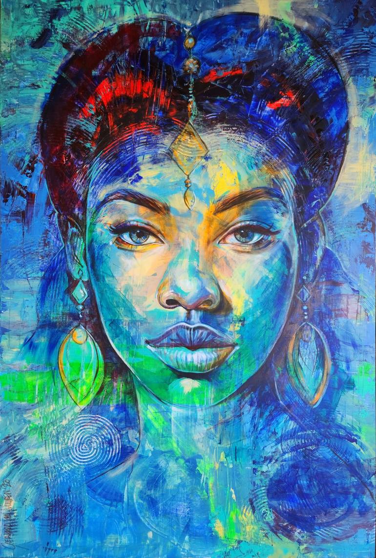 Nandi - a young Zulu Queen Painting by Gerhard van Vuuren | Saatchi Art