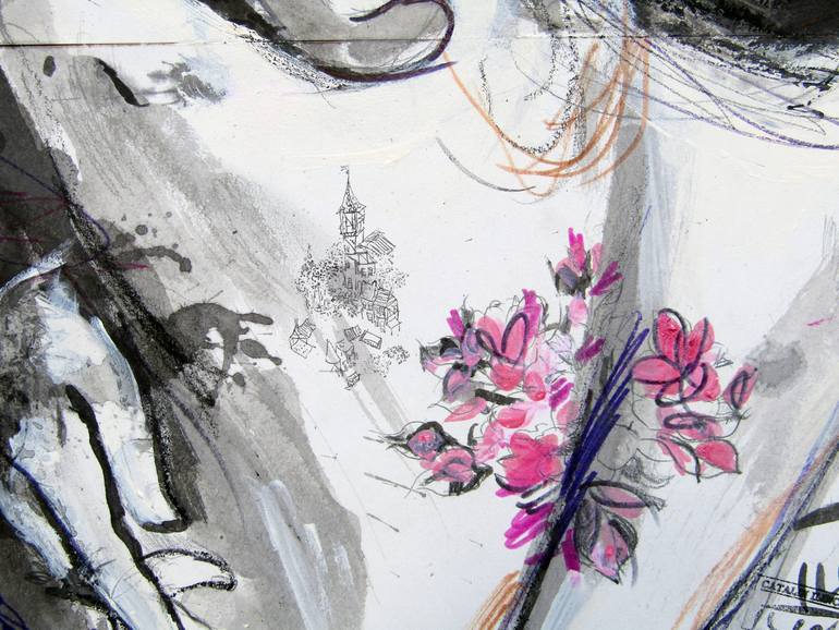 Original Contemporary Nude Mixed Media by Catalin Ilinca