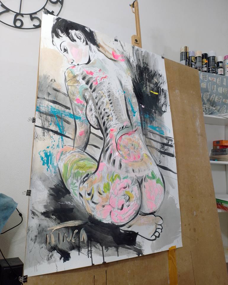 Original Figurative Nude Painting by Catalin Ilinca