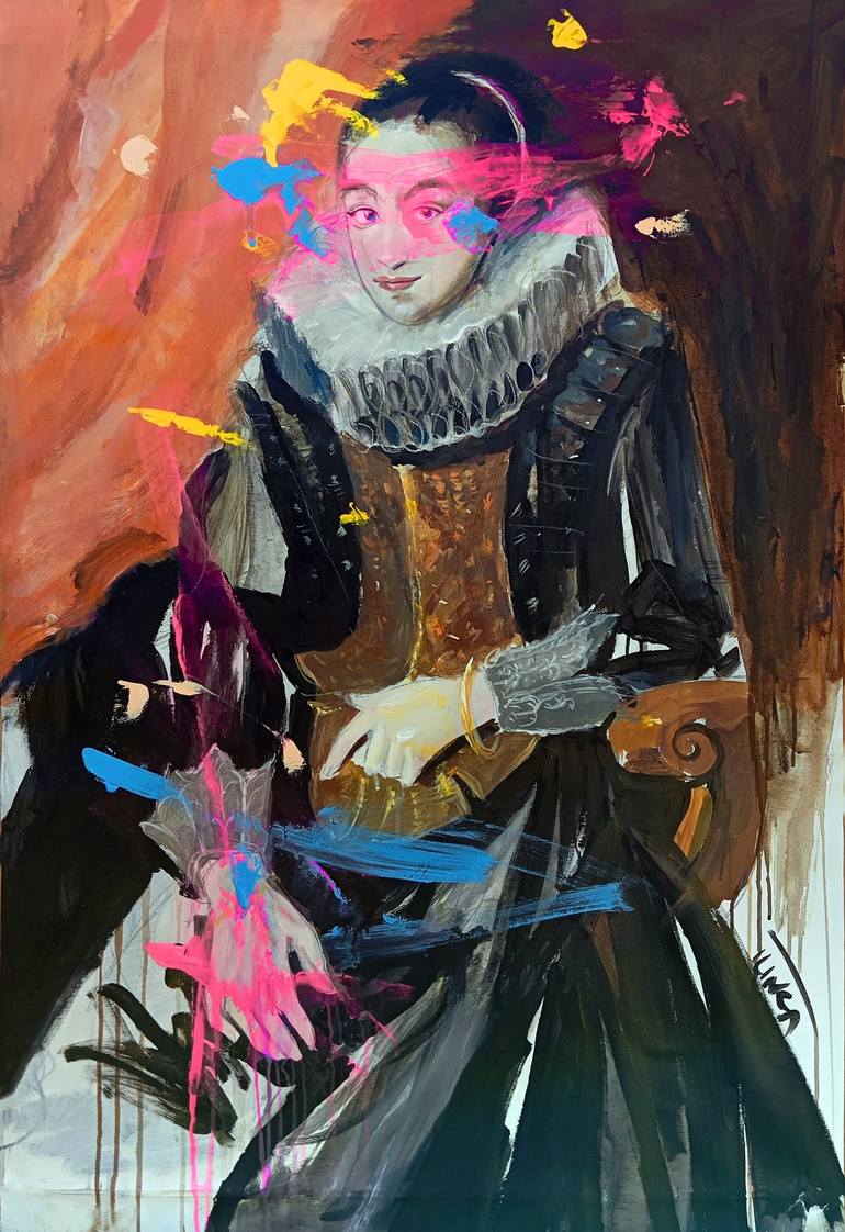 Original People Painting by Catalin Ilinca | Illustration Art on Canvas | Portrait of a lady (study)