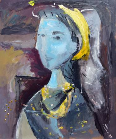 Woman sitting in an armchair (inspired by Picasso) thumb