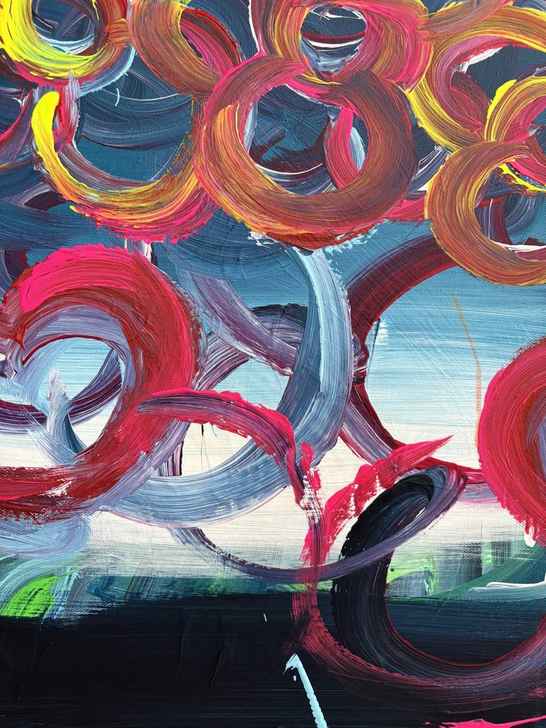 Original Abstract Expressionism Floral Painting by Frida B