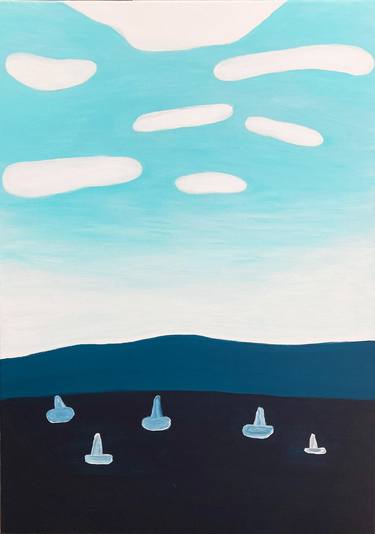 Original Abstract Sailboat Paintings by Frida B