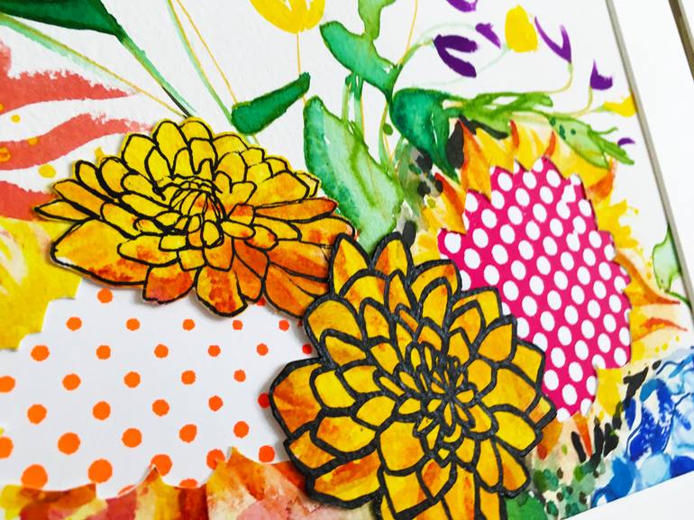 Original Pop Art Floral Collage by Rosha Nutt