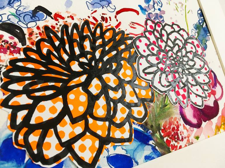 Original Pop Art Floral Collage by Rosha Nutt