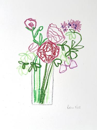 Original Modern Floral Drawings by Rosha Nutt