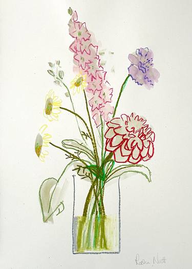 Original Modern Floral Drawings by Rosha Nutt