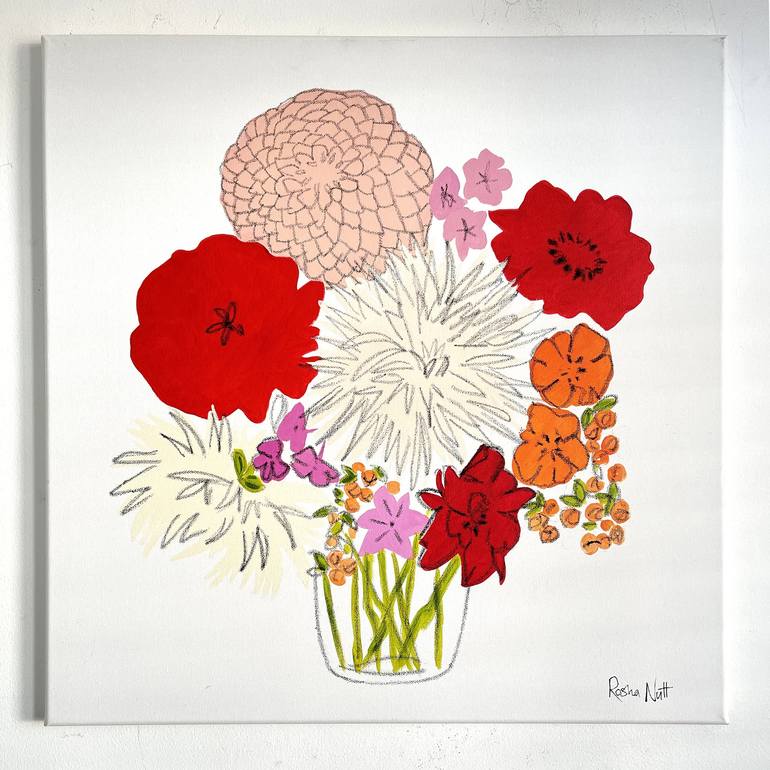 Original Pop Art Floral Painting by Rosha Nutt