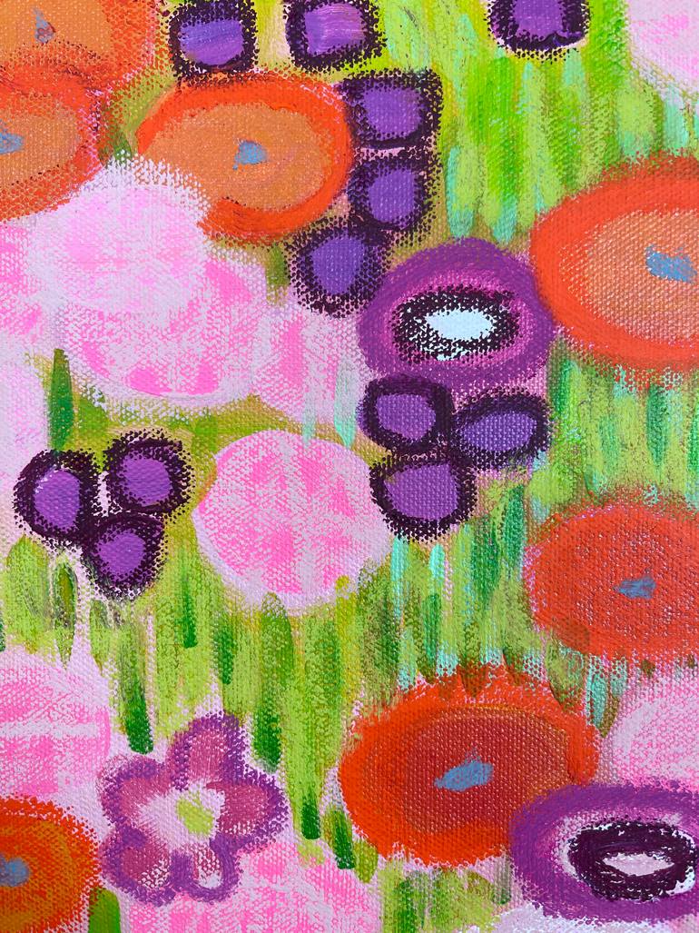 Original Abstract Floral Painting by Rosha Nutt