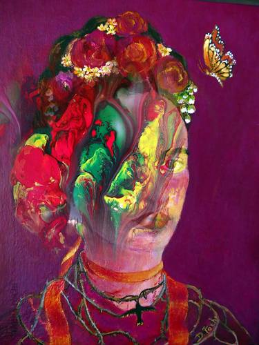 Original Abstract Expressionism Portrait Mixed Media by DORIA FOCHI