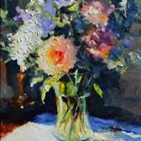 HYDRANGEAS AND ROSES by CECILIA ROSSLEE