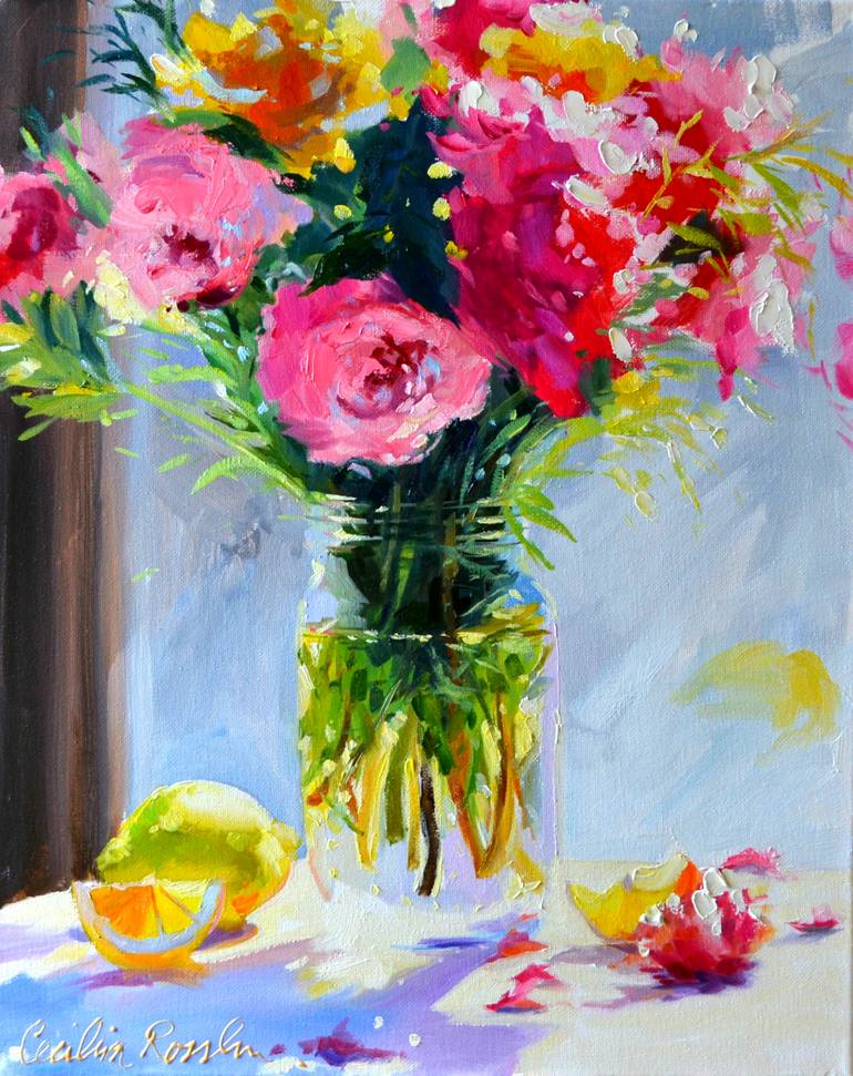 VALENTINE'S FLOWERS Painting by CECILIA ROSSLEE | Saatchi Art