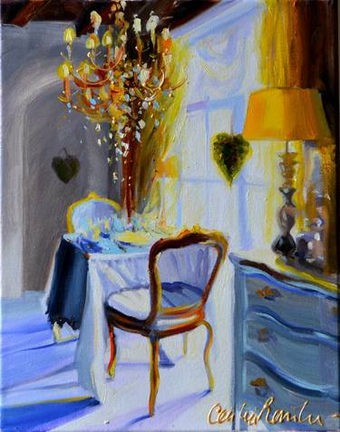 Original Impressionism Interiors Paintings by CECILIA ROSSLEE