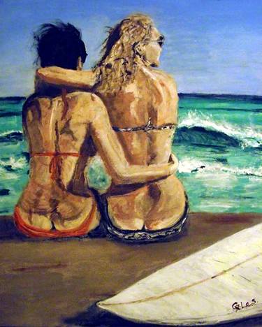 Original Figurative Beach Paintings by Gary Iles