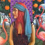 GIRL WITH FLAMINGOS by Raoul Sirbu