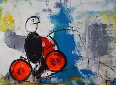 Original Modern Bicycle Paintings by Clovis Postali