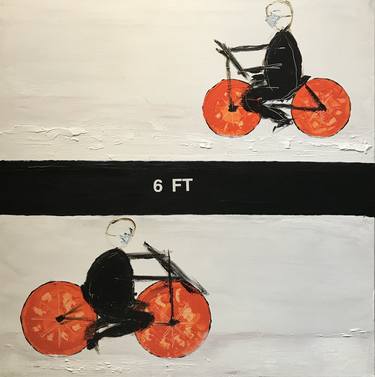 Original Figurative Bicycle Paintings by Clovis Postali