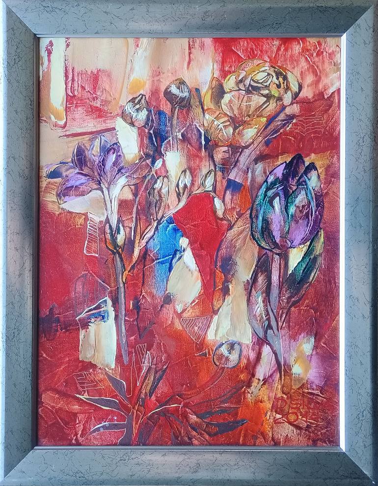 Original Impressionism Floral Painting by Aurum Arts