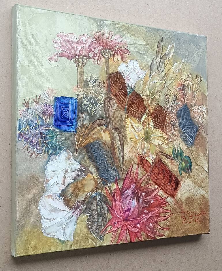 Original Abstract Floral Painting by Aurum Arts