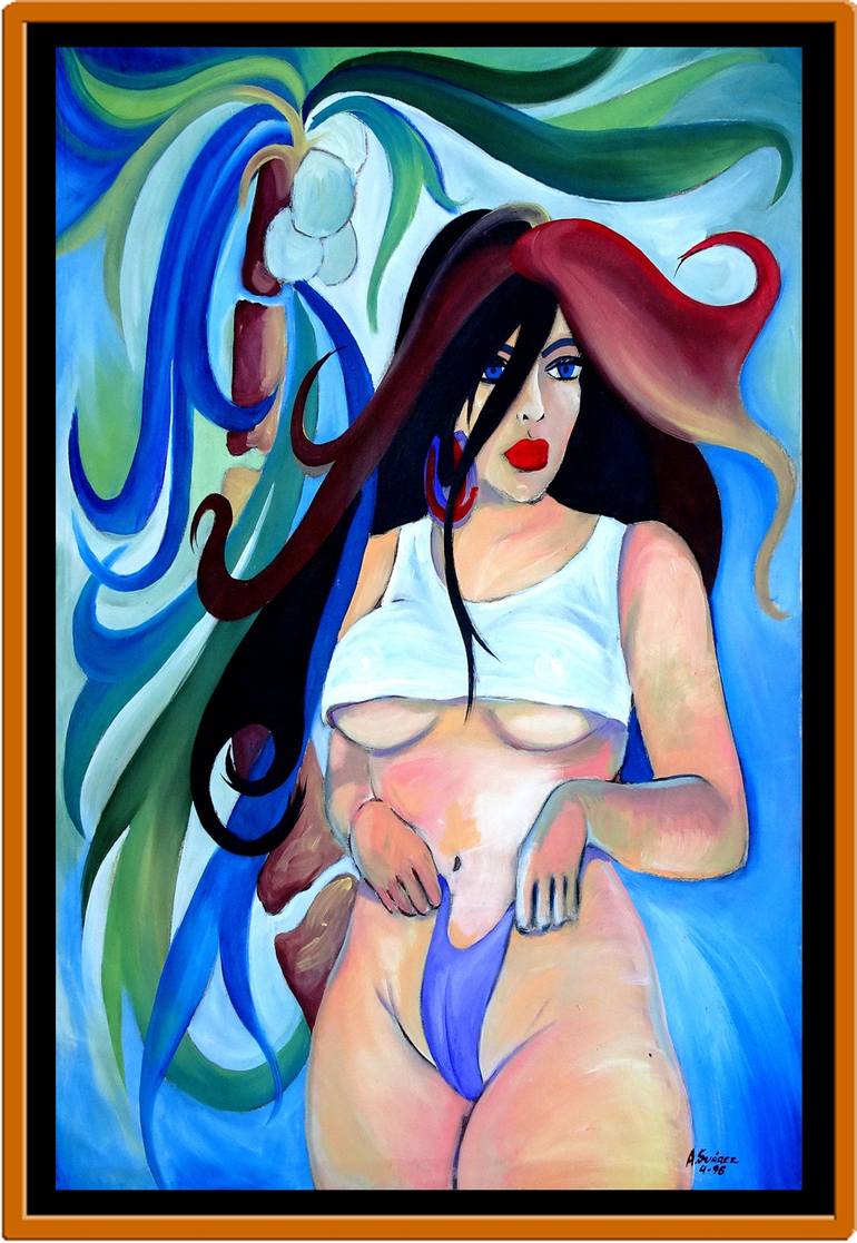 Original Pop Art Nude Painting by Aldo R Suarez