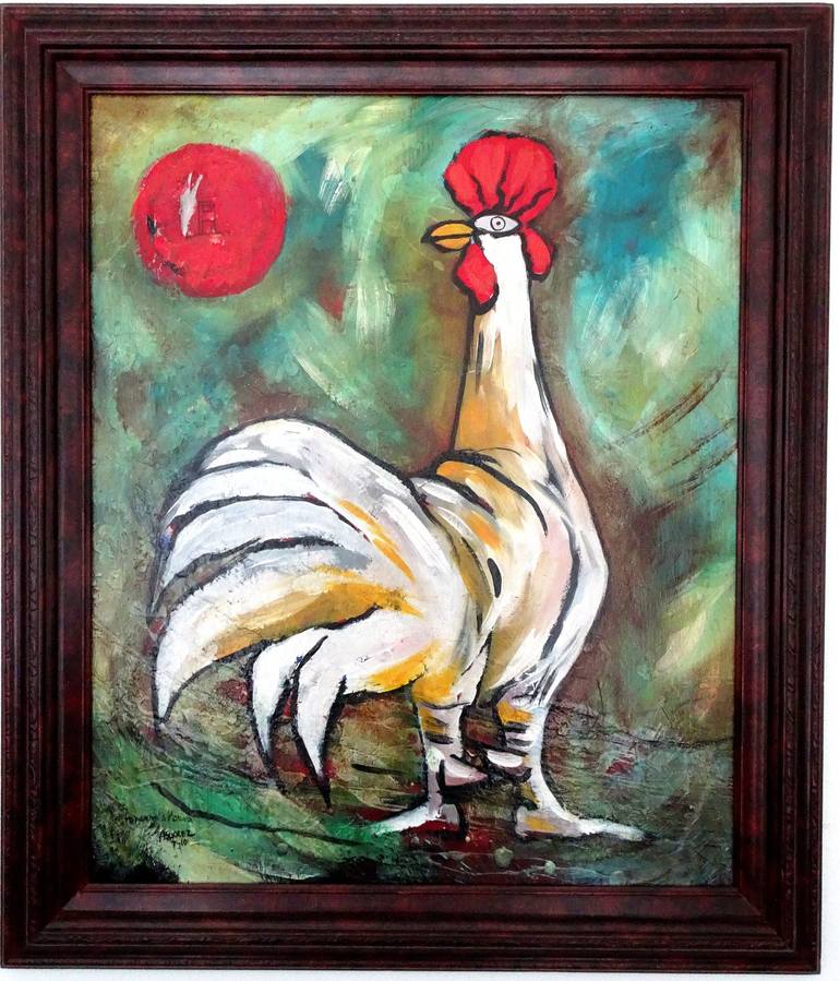 Winning Rooster, Gallo Ganaodr Original Painting by aldo r suarez