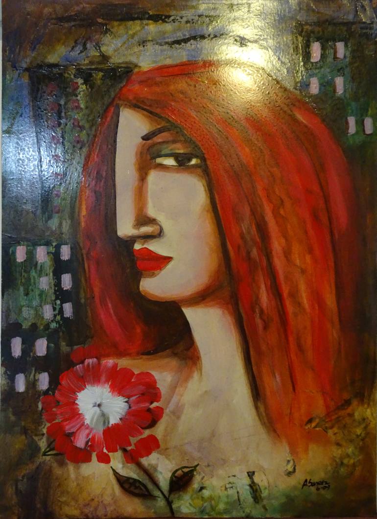 Original Portraiture Women Painting by Aldo R Suarez