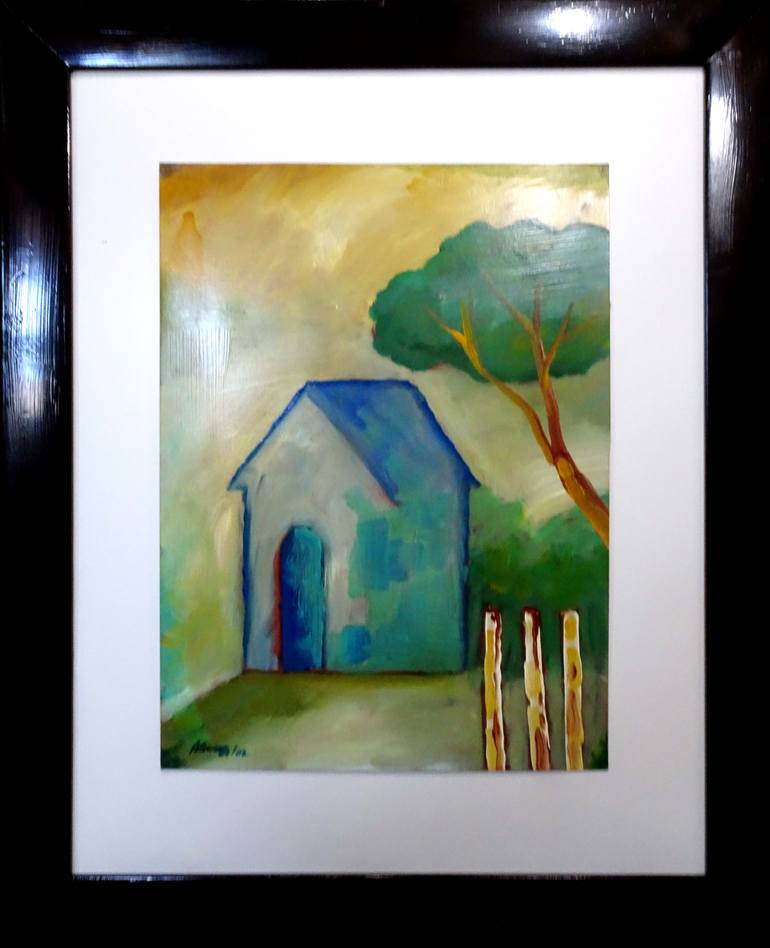 Original Family Painting by Aldo R Suarez | Contemporary Art on Corrugated Cardboard | Four Roads in Victoria of Tunas