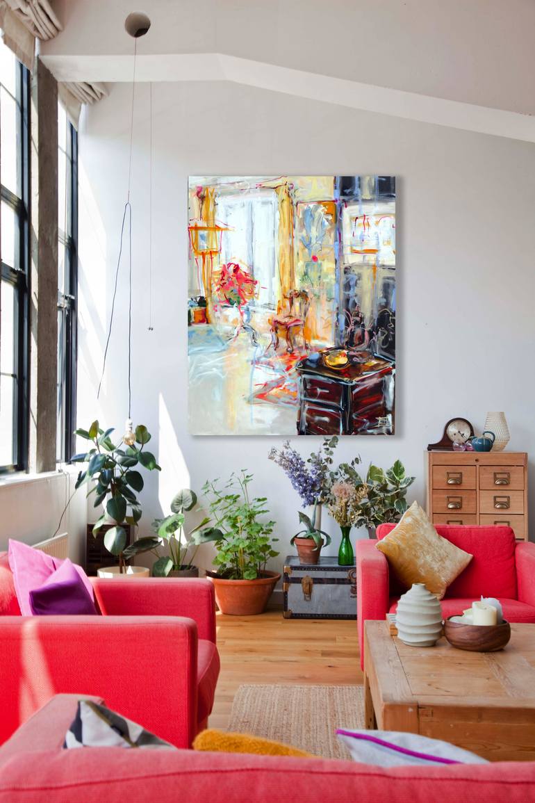 Original Expressionism Interiors Painting by Danielle Caron