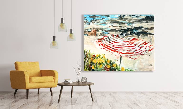 Original Expressionism Beach Painting by Danielle Caron