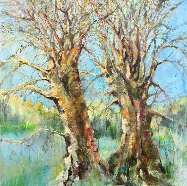 Twin Trees Painting by Val Morsman | Saatchi Art