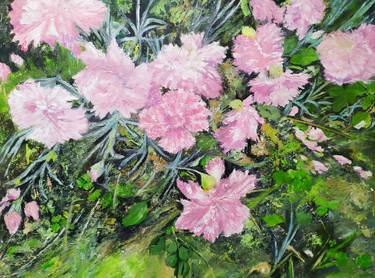 Original Impressionism Floral Painting by Maria Karalyos