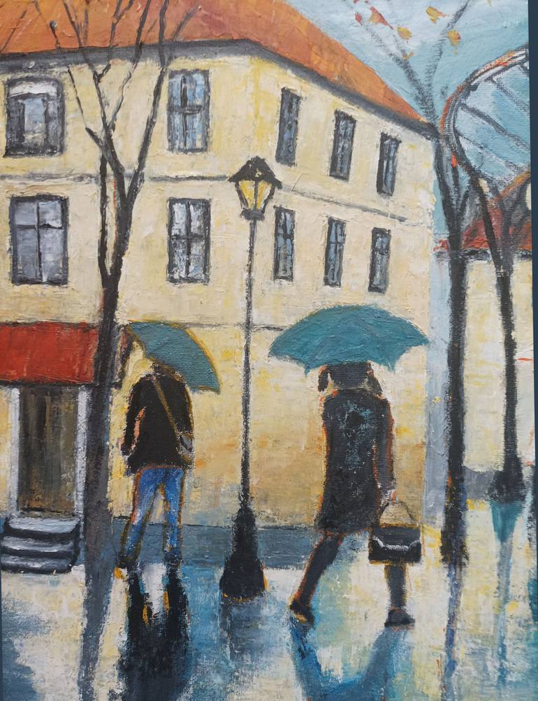 Original Contemporary Cities Painting by Maria Karalyos