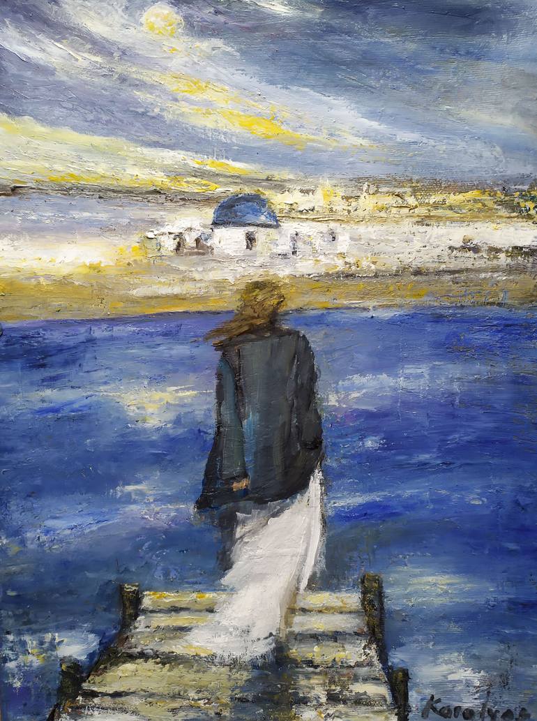 Original Contemporary Beach Painting by Maria Karalyos