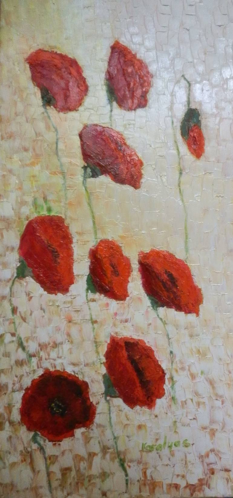 Red poppies Painting by Maria Karalyos | Saatchi Art