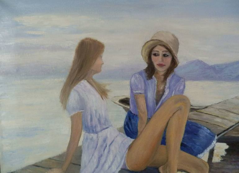 Original Figurative People Painting by Maria Karalyos